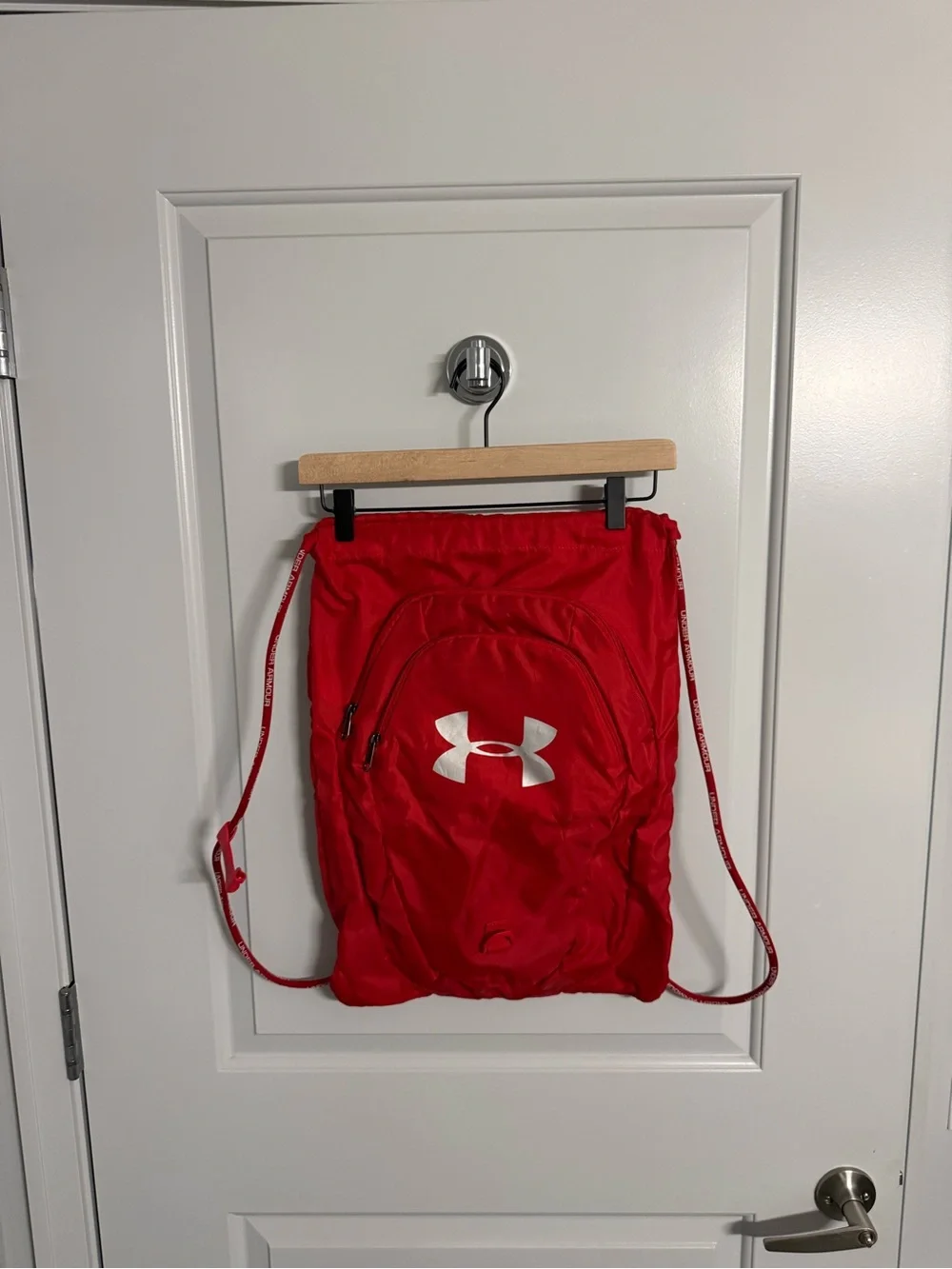Under Armour Red Drawstring Sling Backpack with Front Zip Pocket
